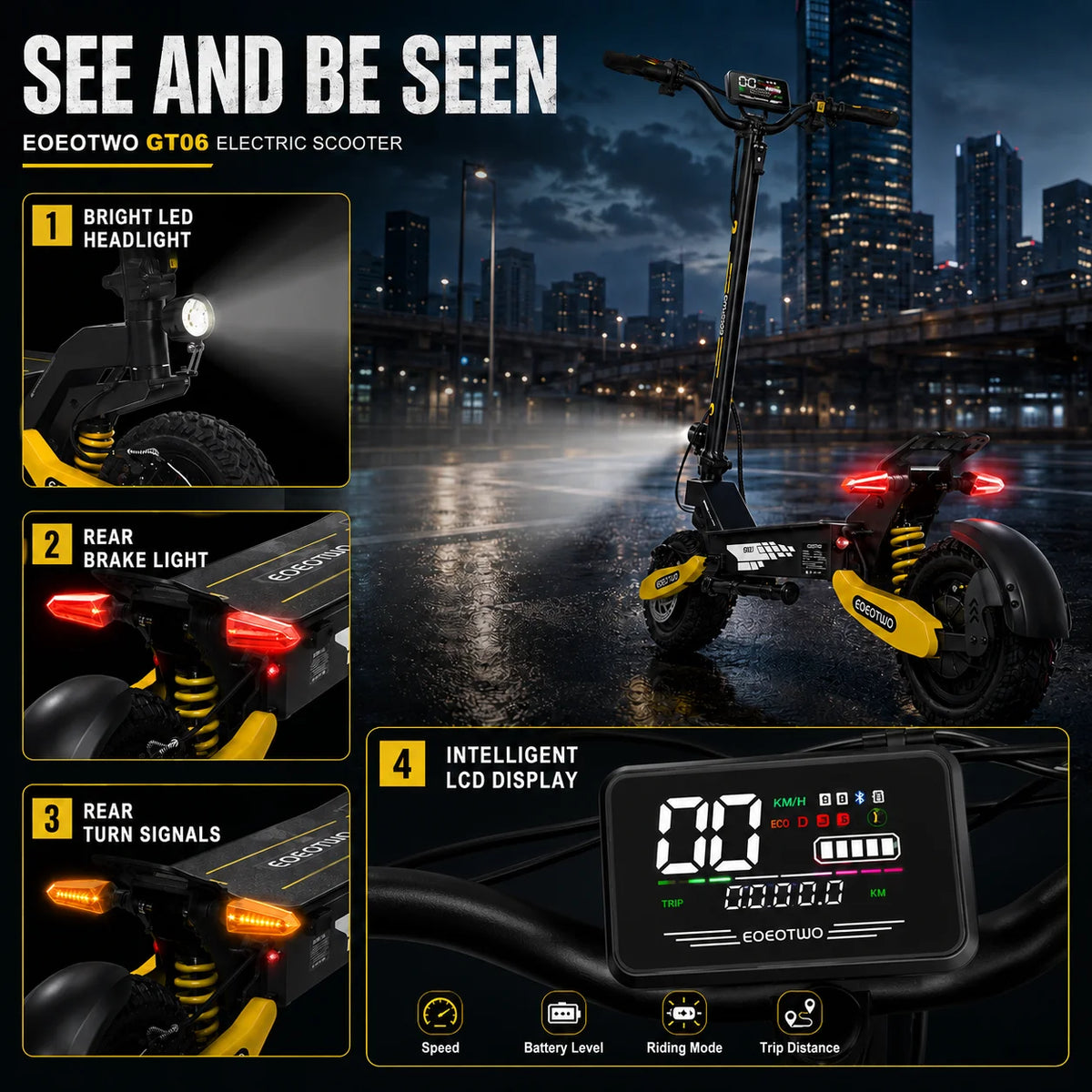 Eoeotwo 1200W Off Road Electric Scooter 48V 30MPH Foldable Option