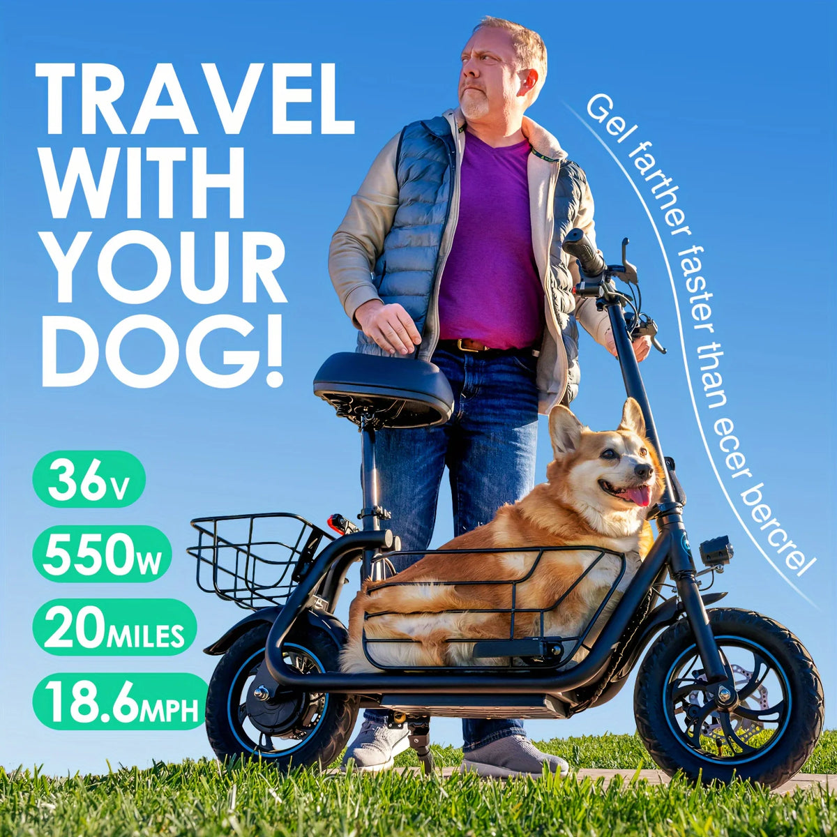 Gyroor Foldable Electric Scooter With Storage Basket For Commute