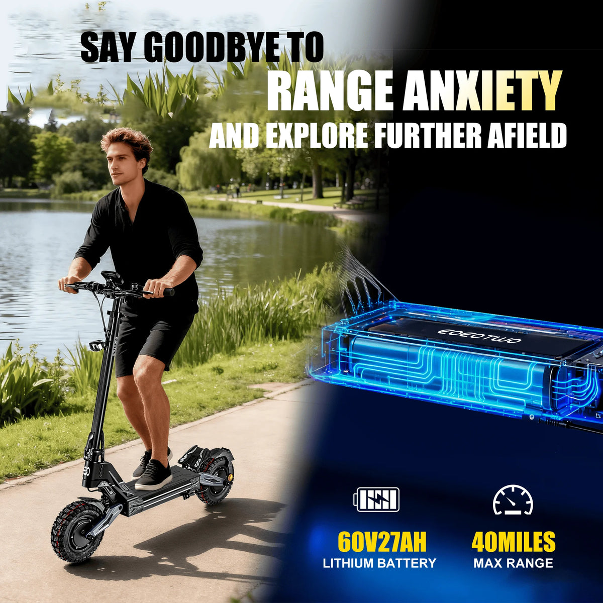 EOEOTWO K2MAX Dual 4000W Motor 45MPH Electric Scooter For Adults