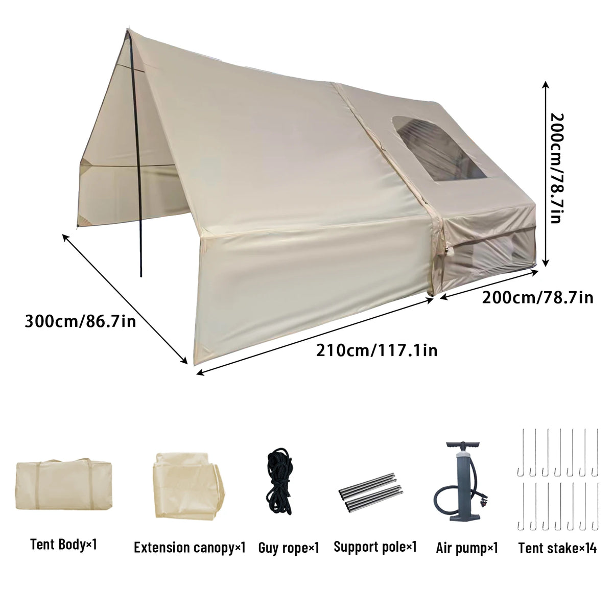 Pakicetus Inflatable Camping Tent With Skylight Quick Setup Air Pump Included