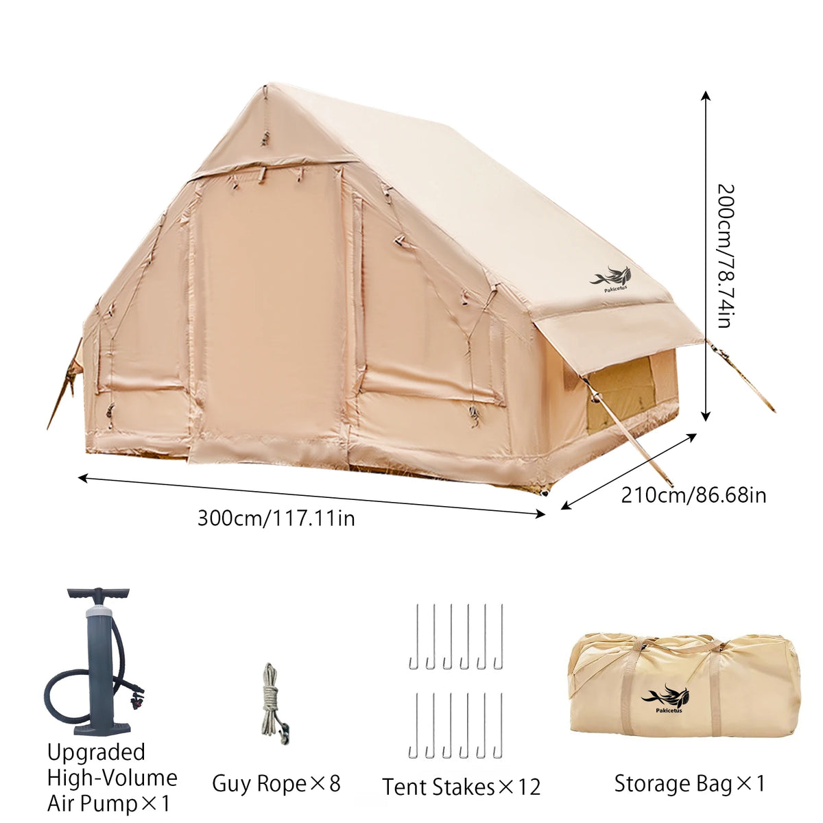 Pakicetus Inflatable Camping Tent With Skylight Quick Setup Air Pump Included