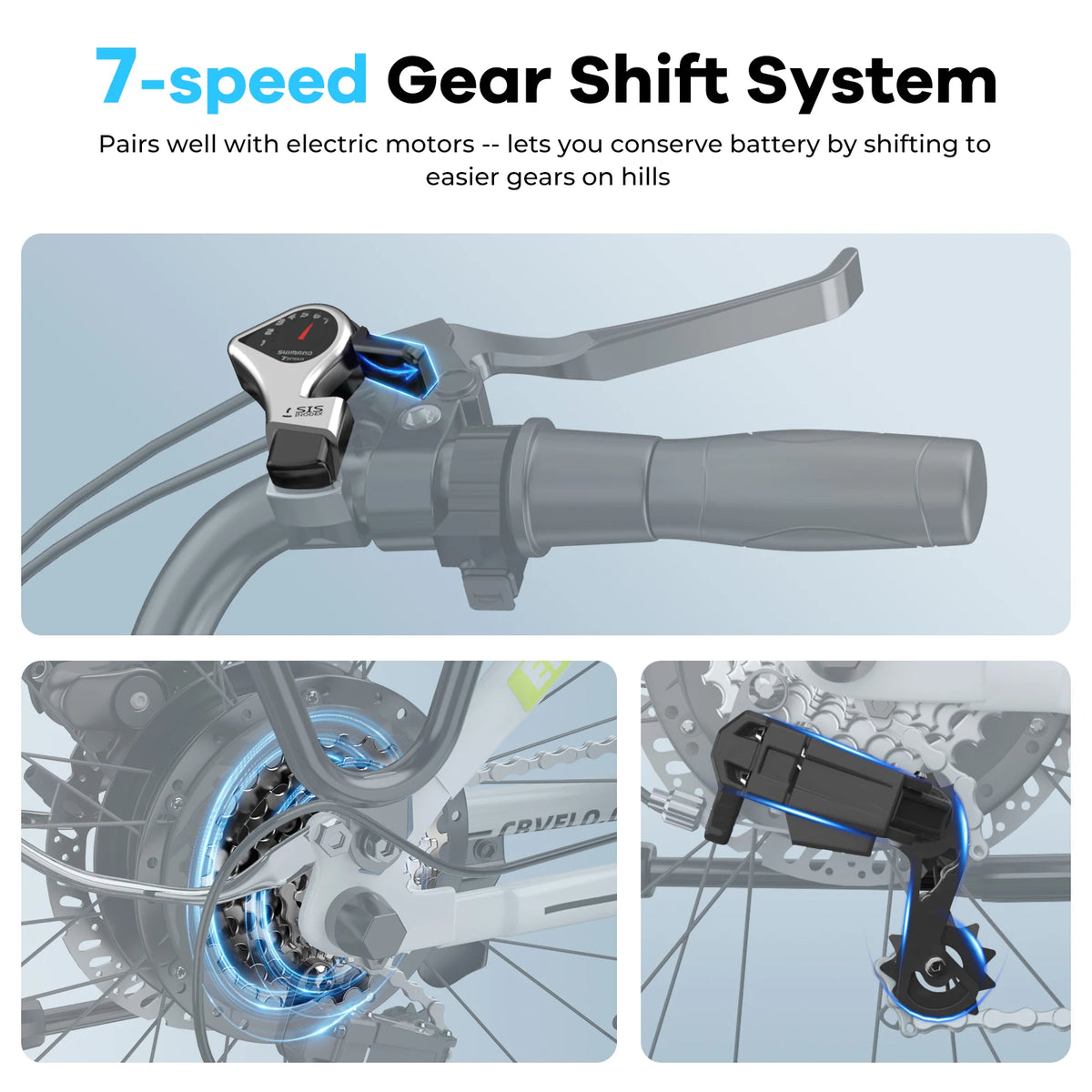 Cybervelo 1000W Peak Electric Bike With Removable Battery Seven Speeds