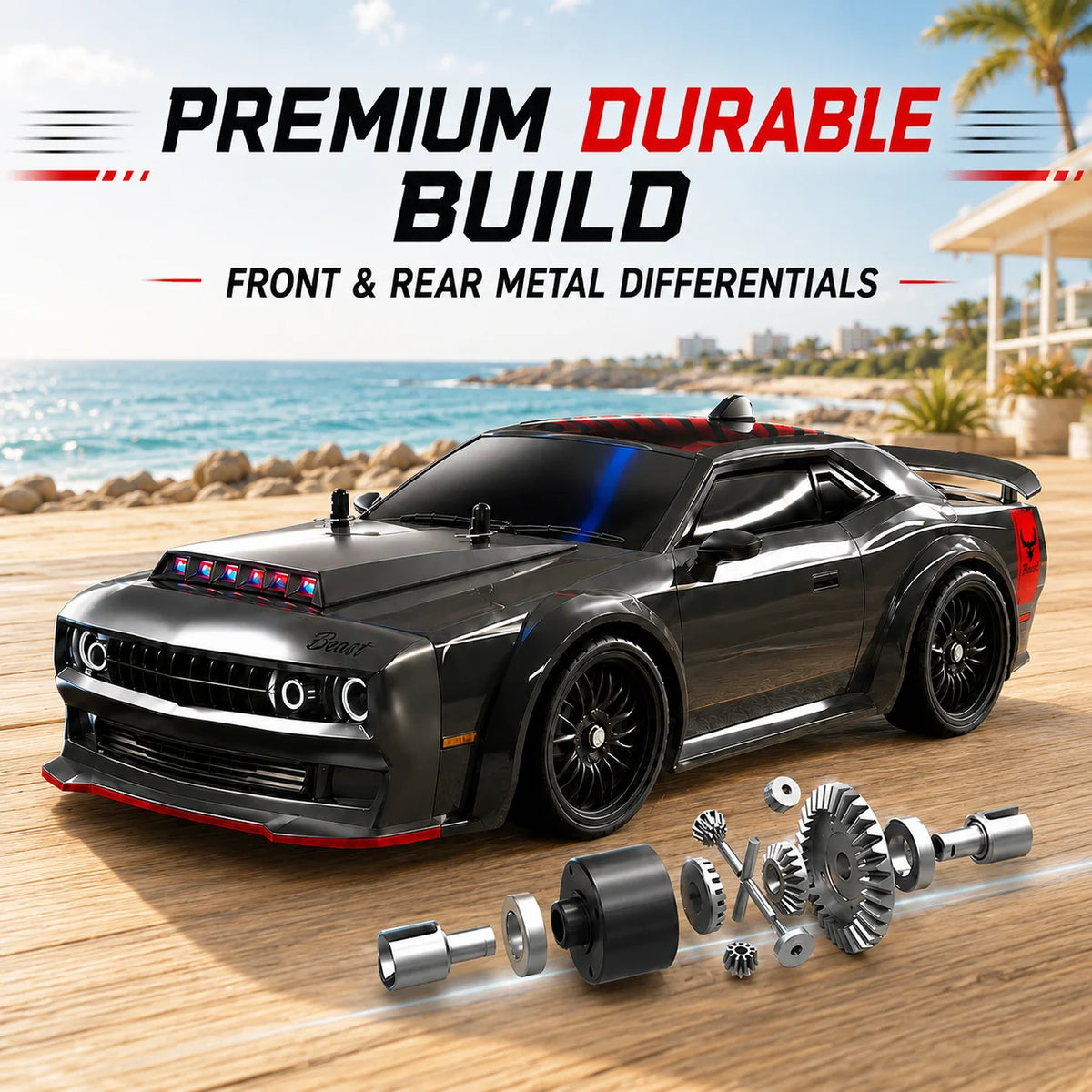 ZNLYRION 4WD Brushless RC Drift Racing Car LED Lights