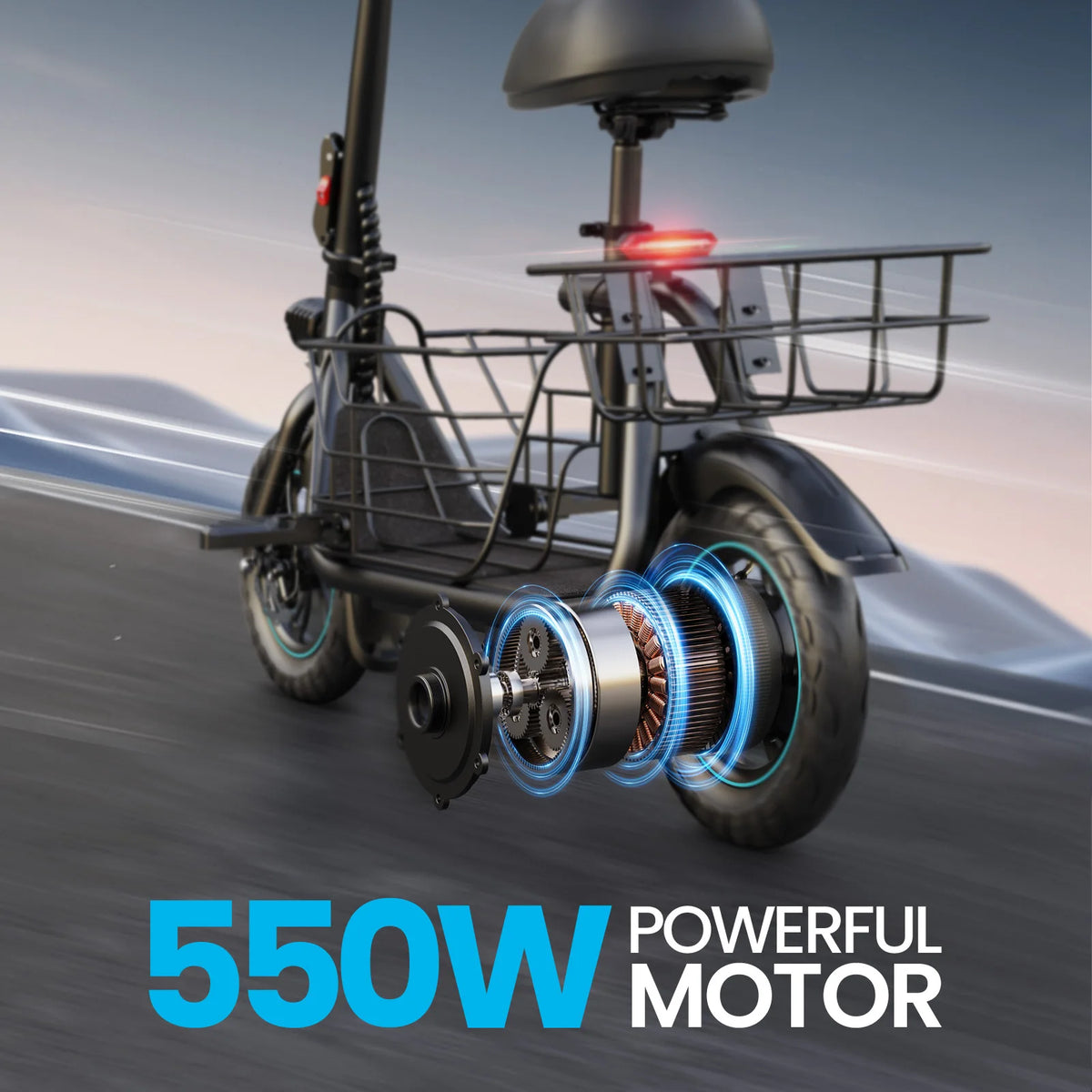 Gyroor Foldable Electric Scooter With Storage Basket For Commute