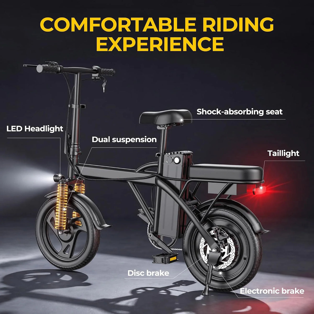 `AOVOPRO 500W Folding E-Bike With 48V Battery Dual Seat Mini `