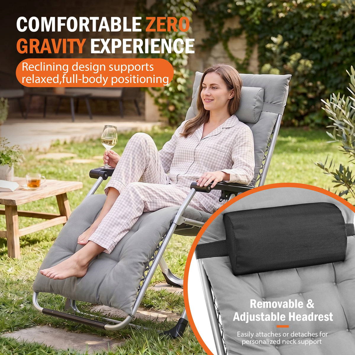 JHK Zero Gravity Reclining Soft Cushioned Lounge Chair