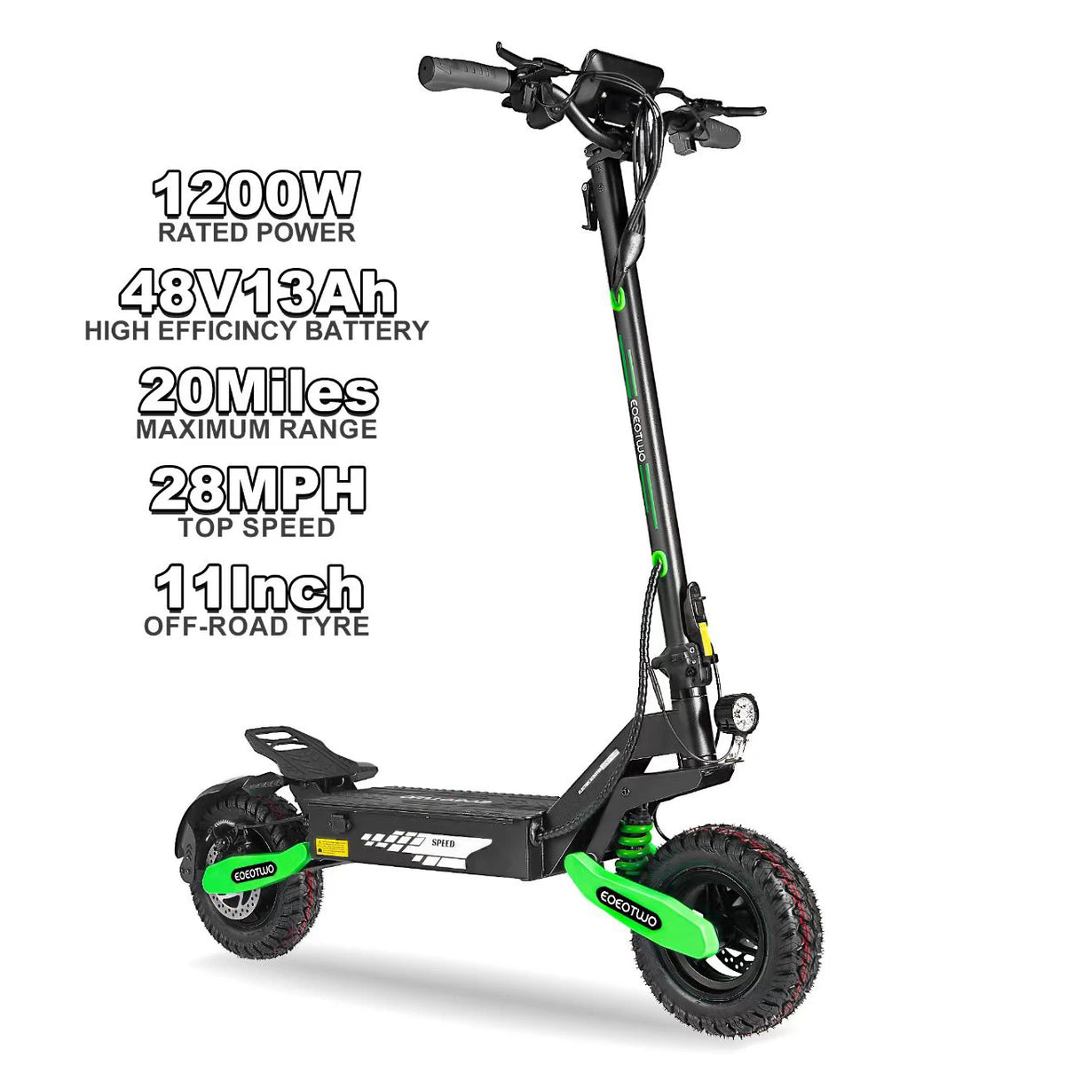 Eoeotwo 1200W Off Road Electric Scooter 48V 30MPH Foldable Option