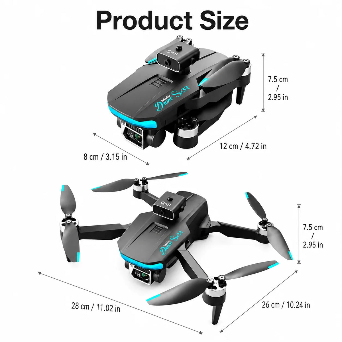 ZNLYRION S132 Foldable Dual Camera RC Quadcopter With Optical Flow
