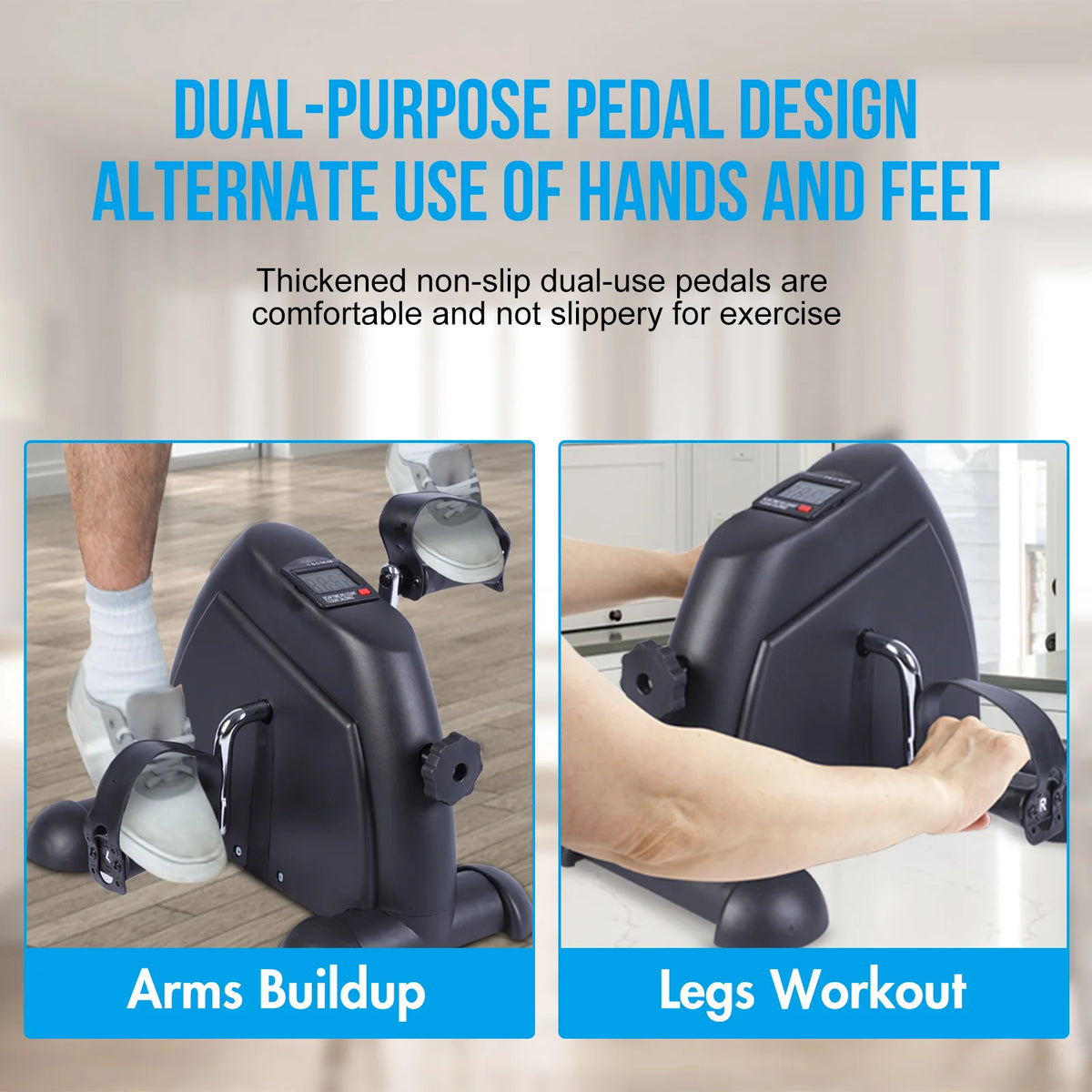 Compact Under Desk Pedal Exerciser Featuring Digital Display Cardio Trainer
