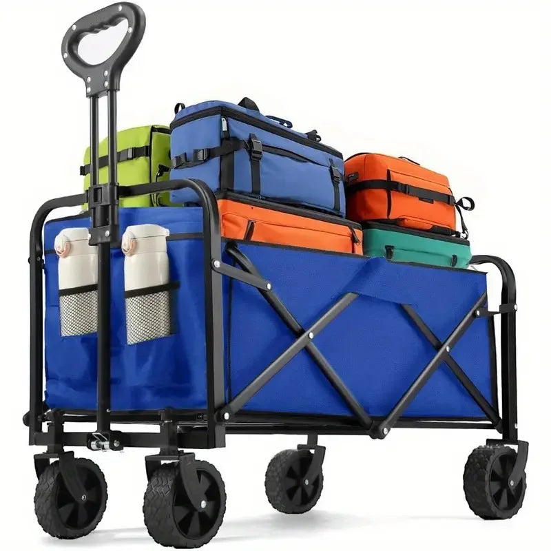 Portable Foldable Steel Utility Wagon Cart With All Terrain Wheels