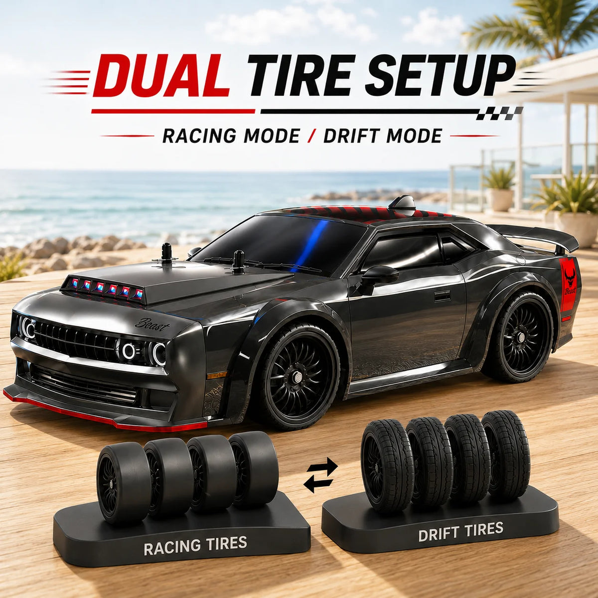 ZNLYRION 4WD Brushless RC Drift Racing Car LED Lights