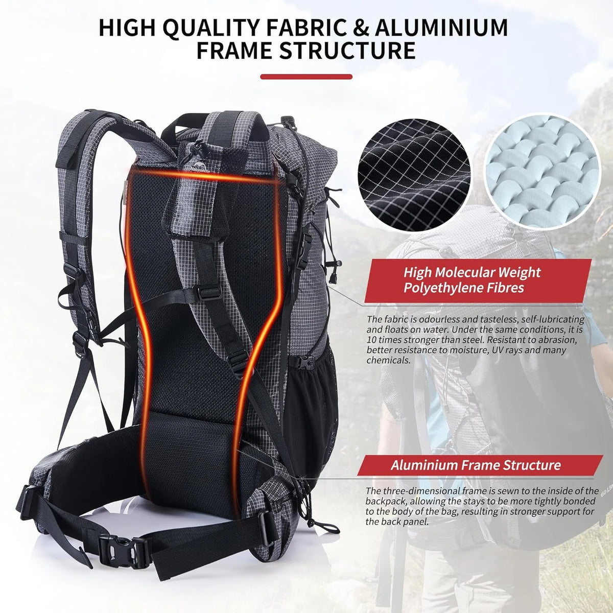Naturehike Rock Outdoor Backpack With Rain Cover For Camping