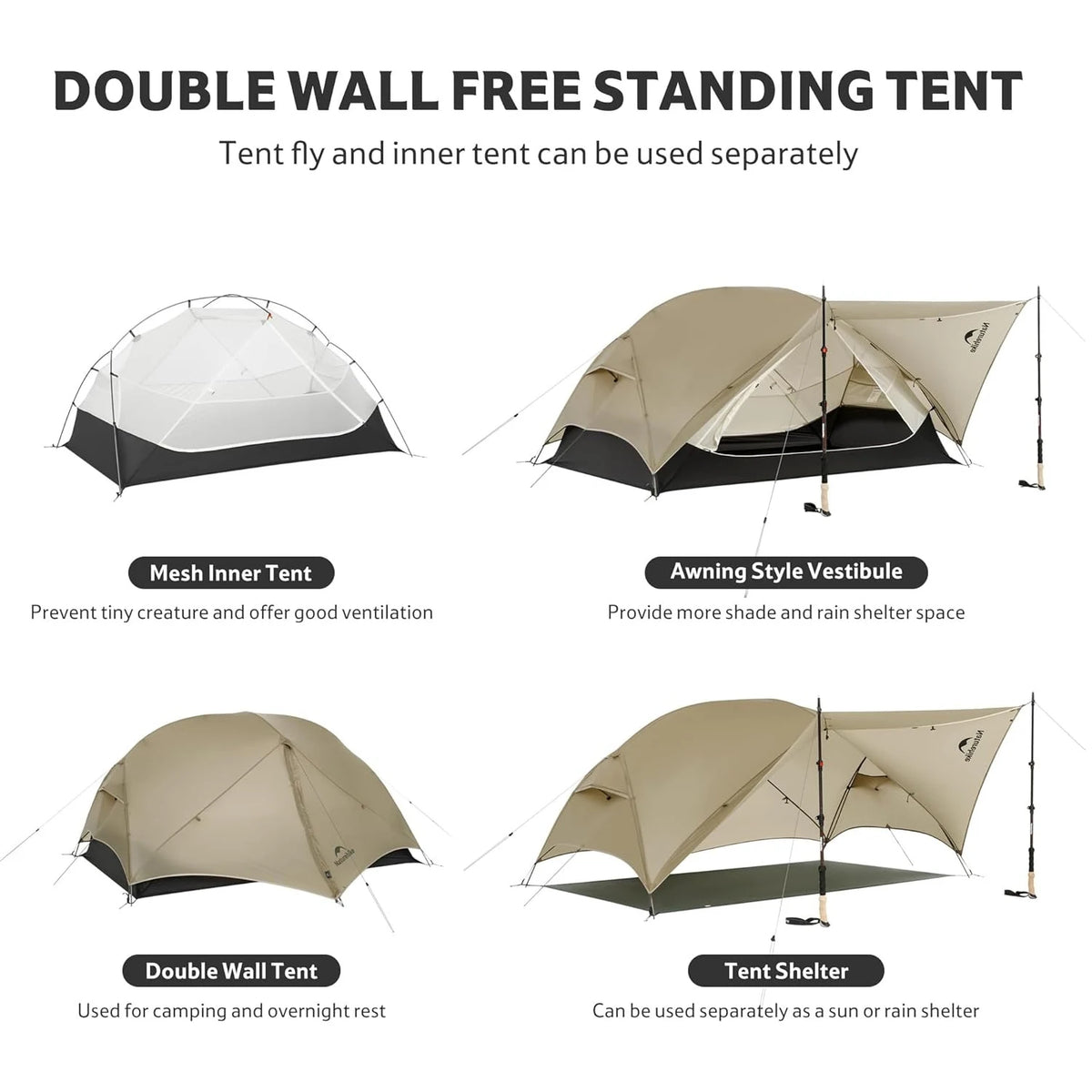 Naturehike Mongar UL Ultralight Backpacking Tent Waterproof 15D Nylon