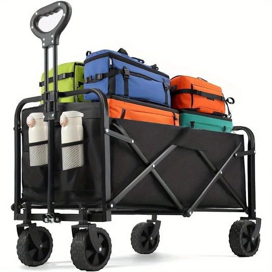 Portable Foldable Steel Utility Wagon Cart With All Terrain Wheels
