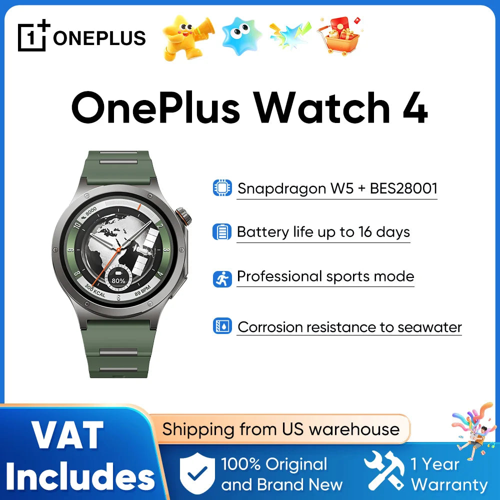 OnePlus Watch 4 Smartwatch Fitness Tracker Heart Rate Monitor