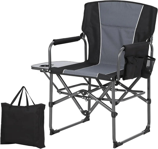 Heavy Duty Director Camping Chair With Attached Side Table