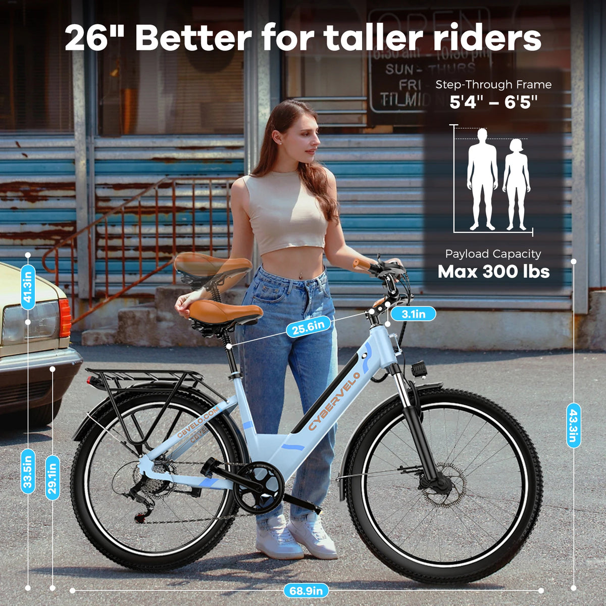 Cybervelo Urban Commute Electric Bike 1000W Motor Detachable Battery