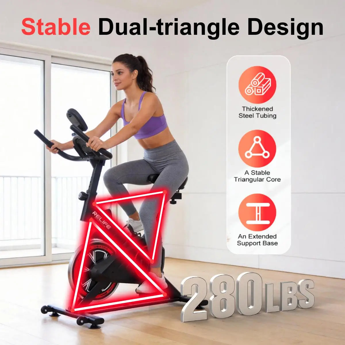 Relife Indoor Cycling Exercise Bike With Adjustable Resistance