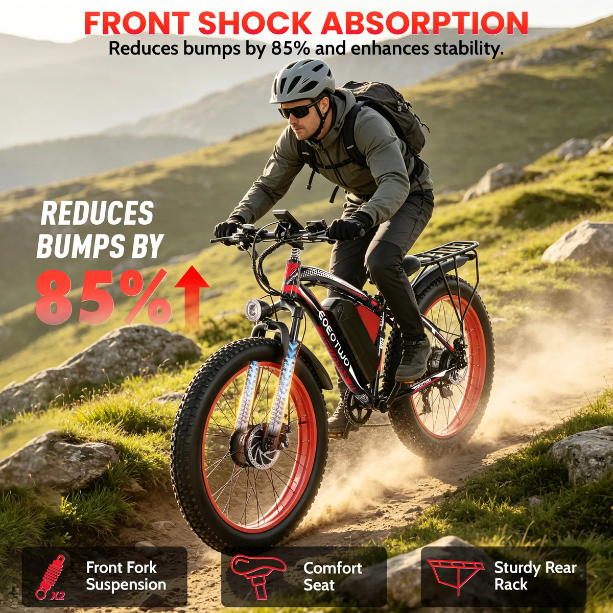 EOEOTWO Electric Fat Tire Mountain Bicycle Featuring Premium Design