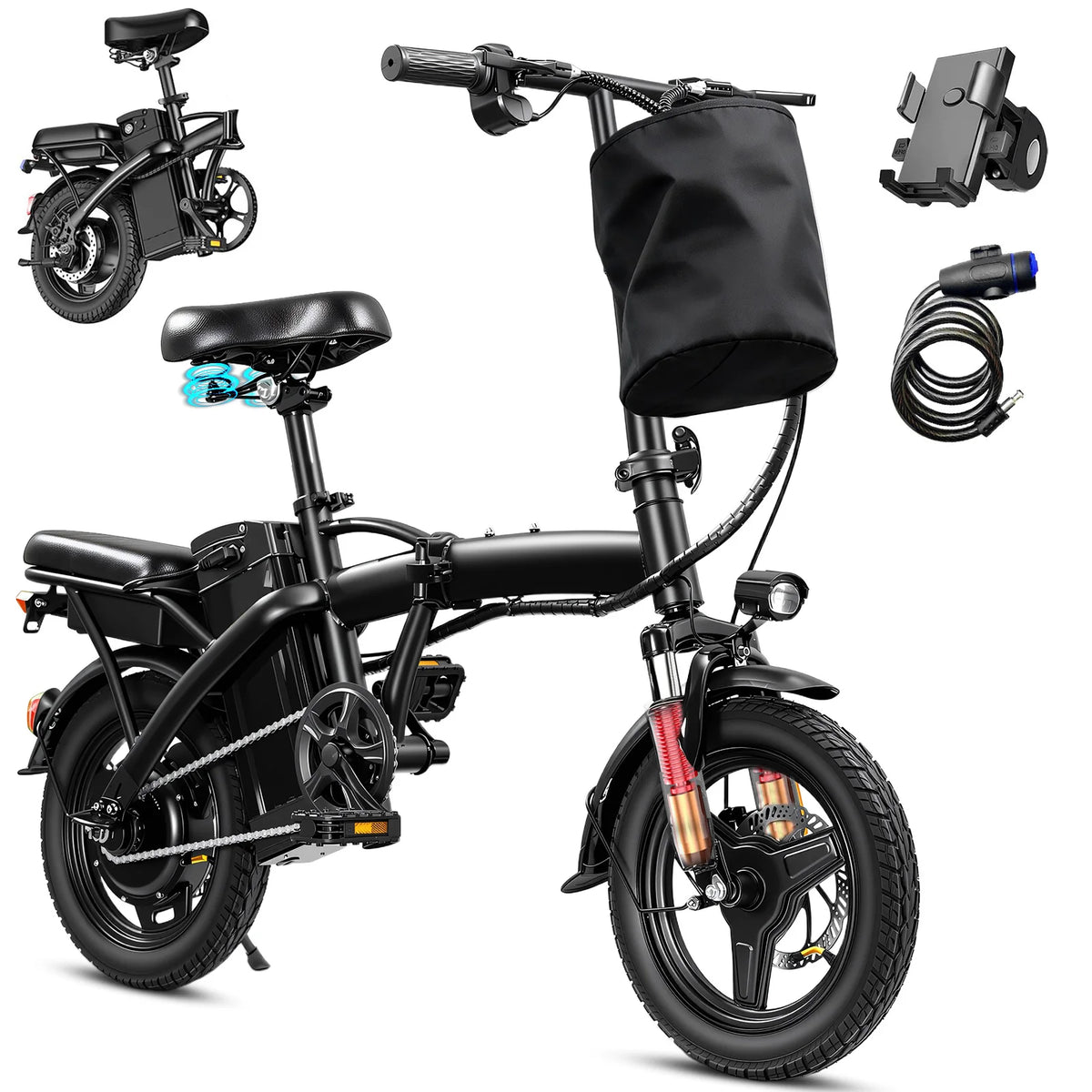 Terrosor Folding Electric Bike With 48V Motor And Removable Battery
