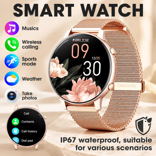 Women Bluetooth Call Smart Watch IP67 Waterproof Fitness Tracker