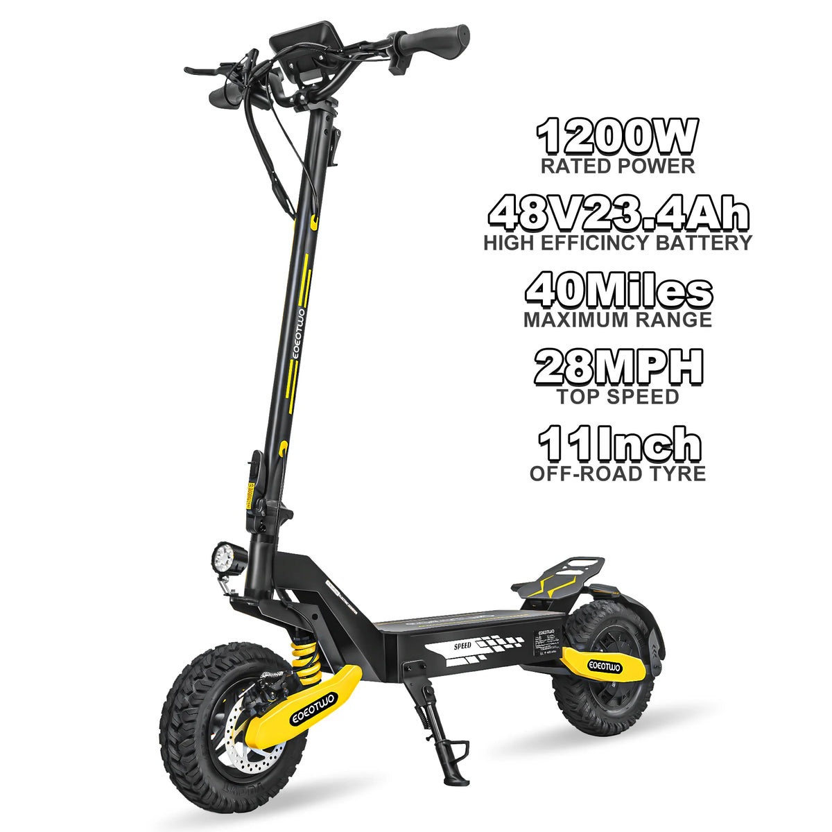 Eoeotwo 1200W Off Road Electric Scooter 48V 30MPH Foldable Option