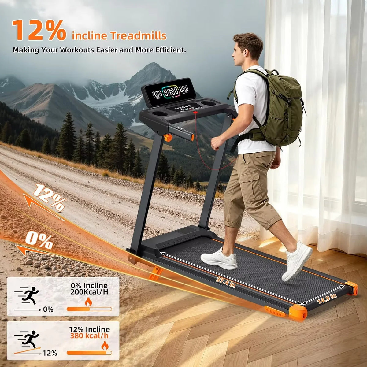 Premium Folding Treadmill With Adjustable Incline And Quiet Motor