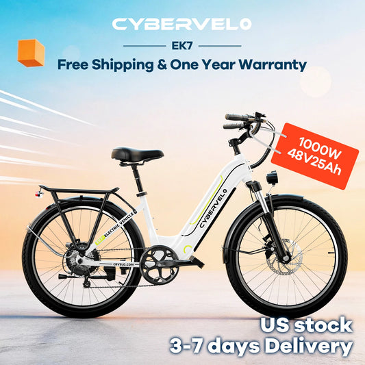 Cybervelo 1000W Peak Electric Bike With Removable Battery Seven Speeds