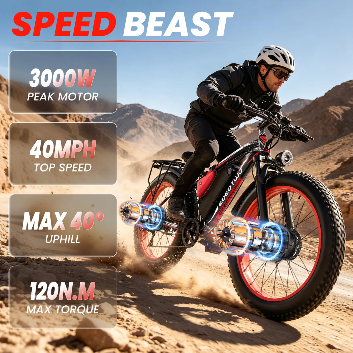 EOEOTWO Electric Fat Tire Mountain Bicycle Featuring Premium Design