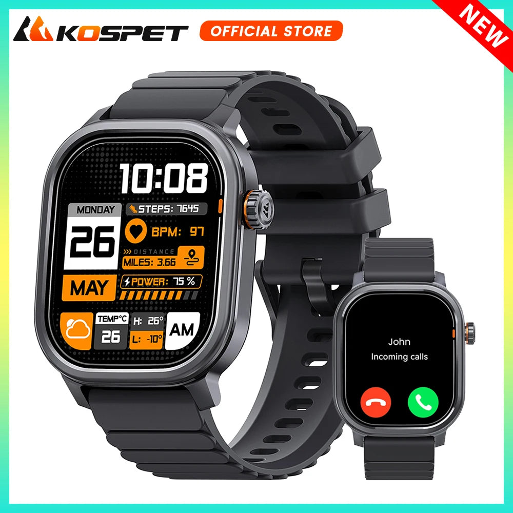 Kospet Pulse Smartwatch Amoled Screen Bluetooth Calling Waterproof Fitness