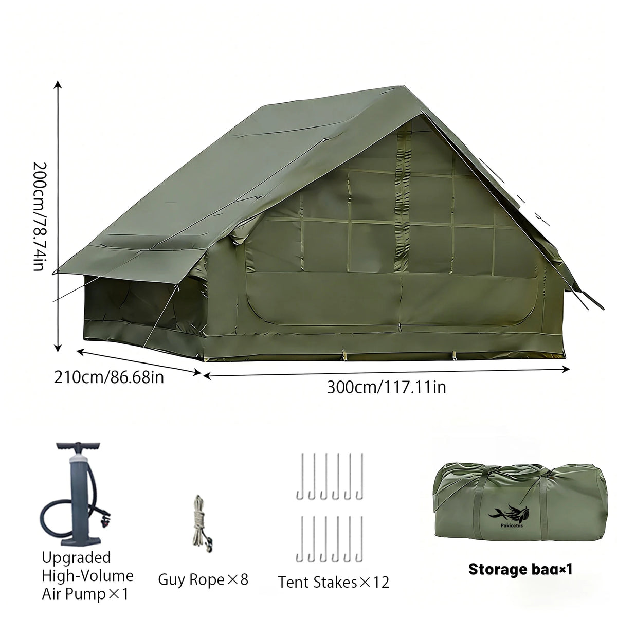 Pakicetus Inflatable Camping Tent With Skylight Quick Setup Air Pump Included