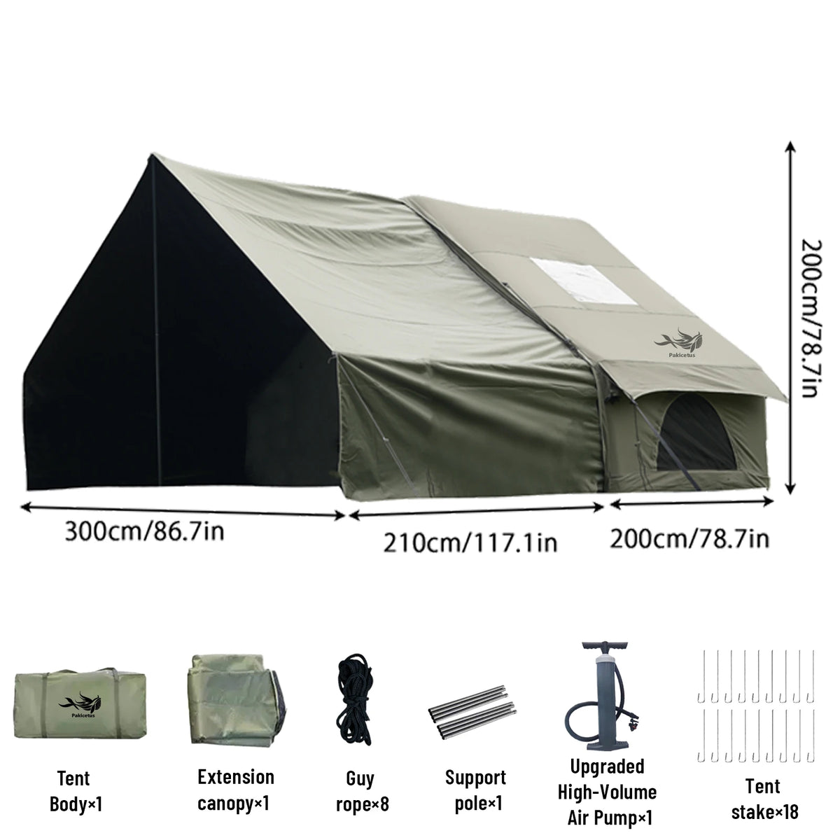 Pakicetus Inflatable Camping Tent With Skylight Quick Setup Air Pump Included