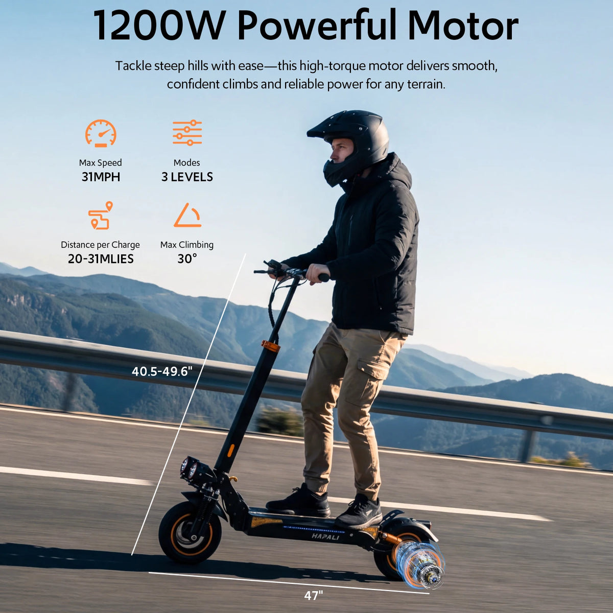 Osboo 1200W Off Road Electric Scooter With Dual Suspension