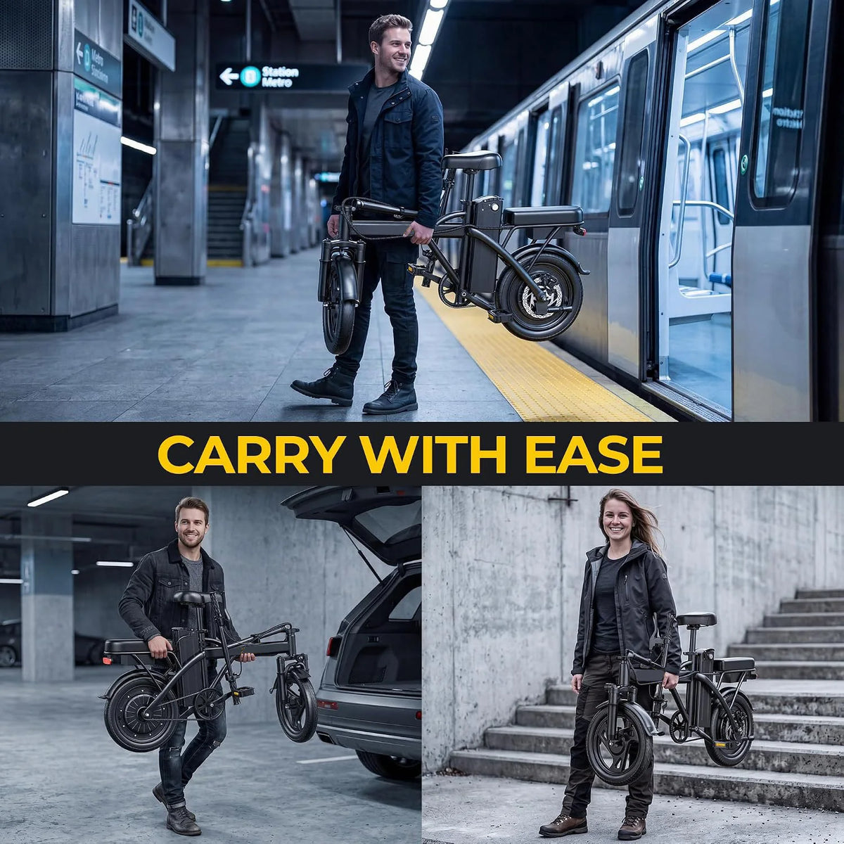`AOVOPRO 500W Folding E-Bike With 48V Battery Dual Seat Mini `